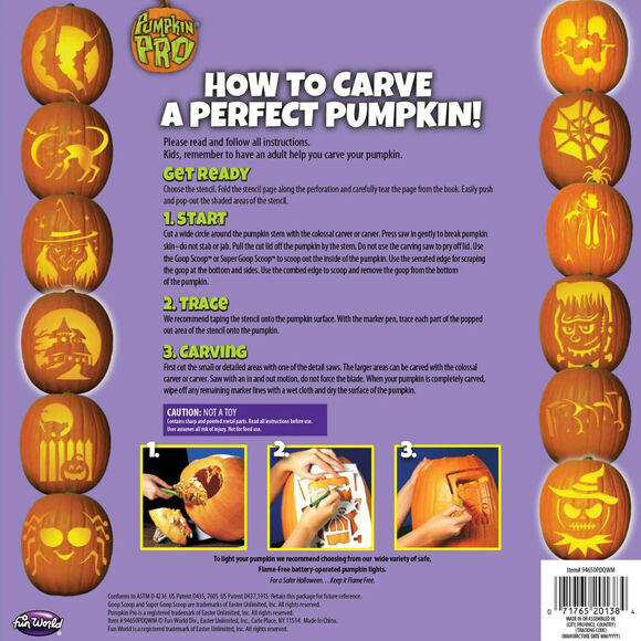 🔥Fun World Pumpkin Pro 20 Piece Family PUMPKIN CARVING KIT Tools Patterns NWT🔥 - Picture 3 of 8